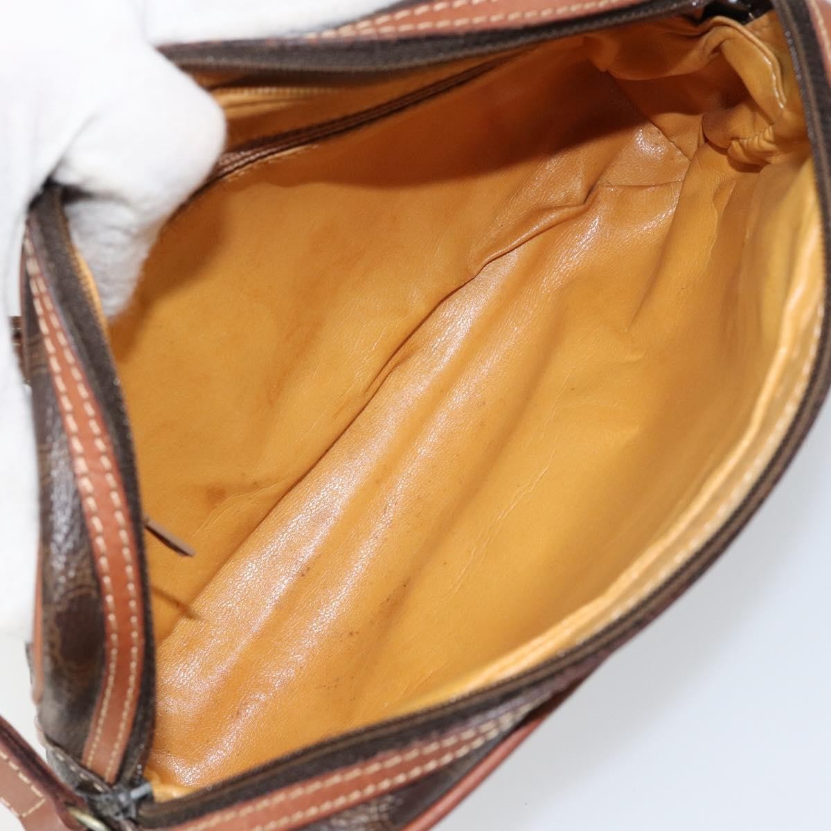 Celine Vintage Macadam Shoulder Bag Canvas and Leather, BROWN, CANVAS, Shoulder bag