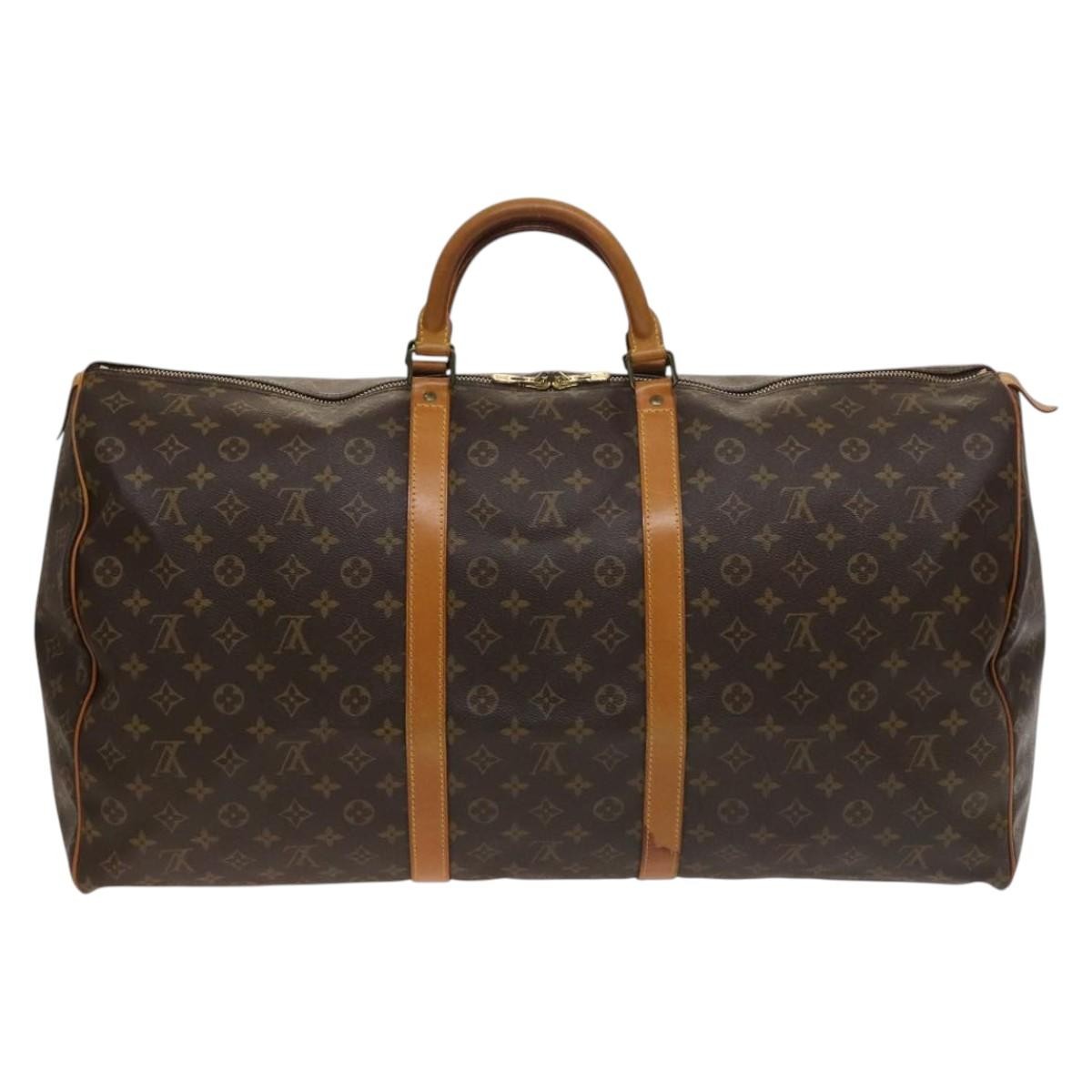 Louis Vuitton Keepall Bag Monogram Canvas, BROWN, CANVAS, Travel bag