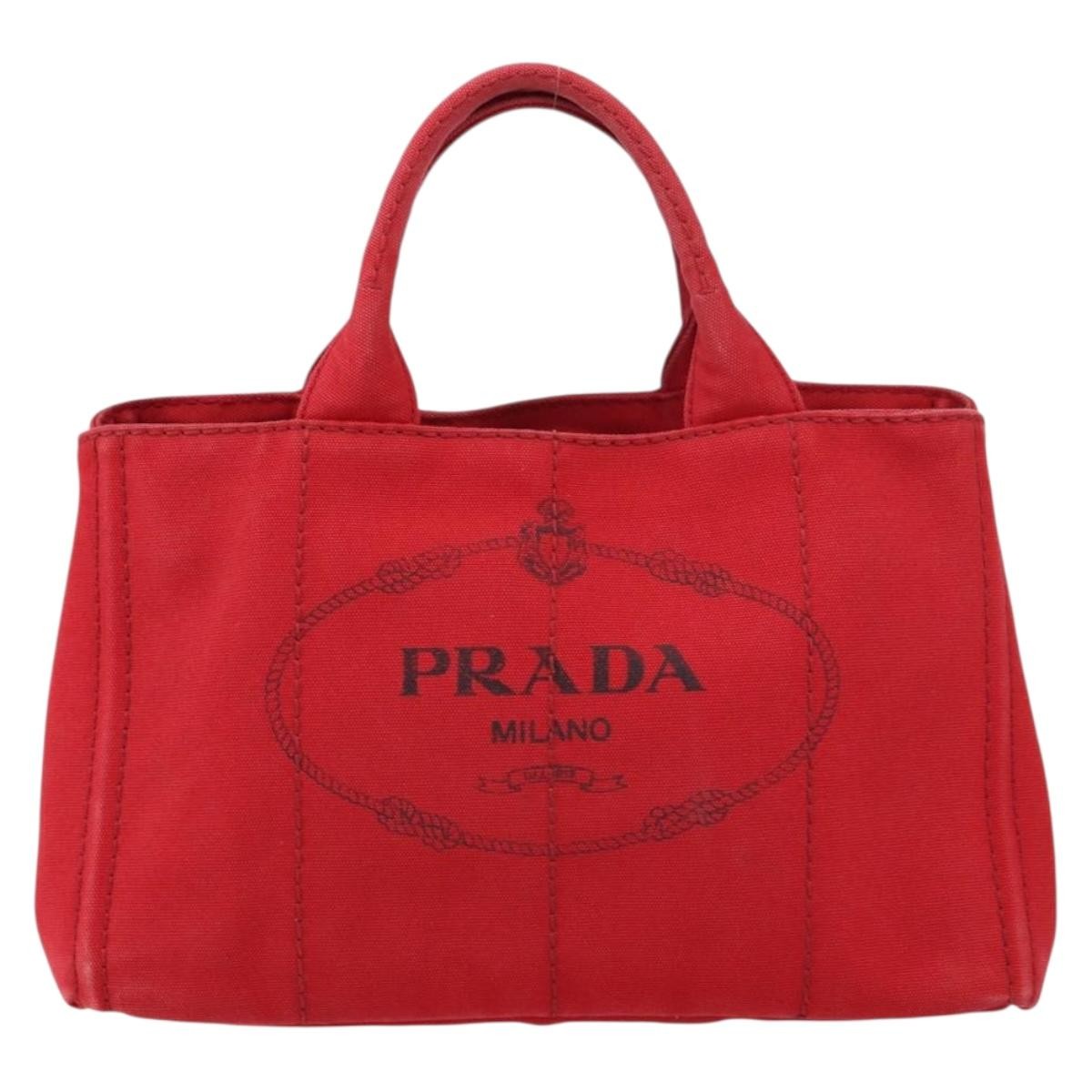Prada Canapa Tote Canvas, RED, CANVAS, Tote bag