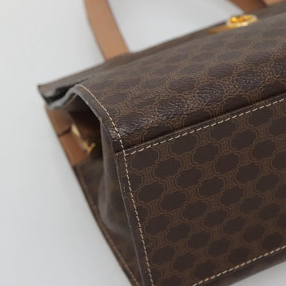 Celine Vintage Macadam Handbag Canvas and Leather, BROWN, CANVAS, Handbag