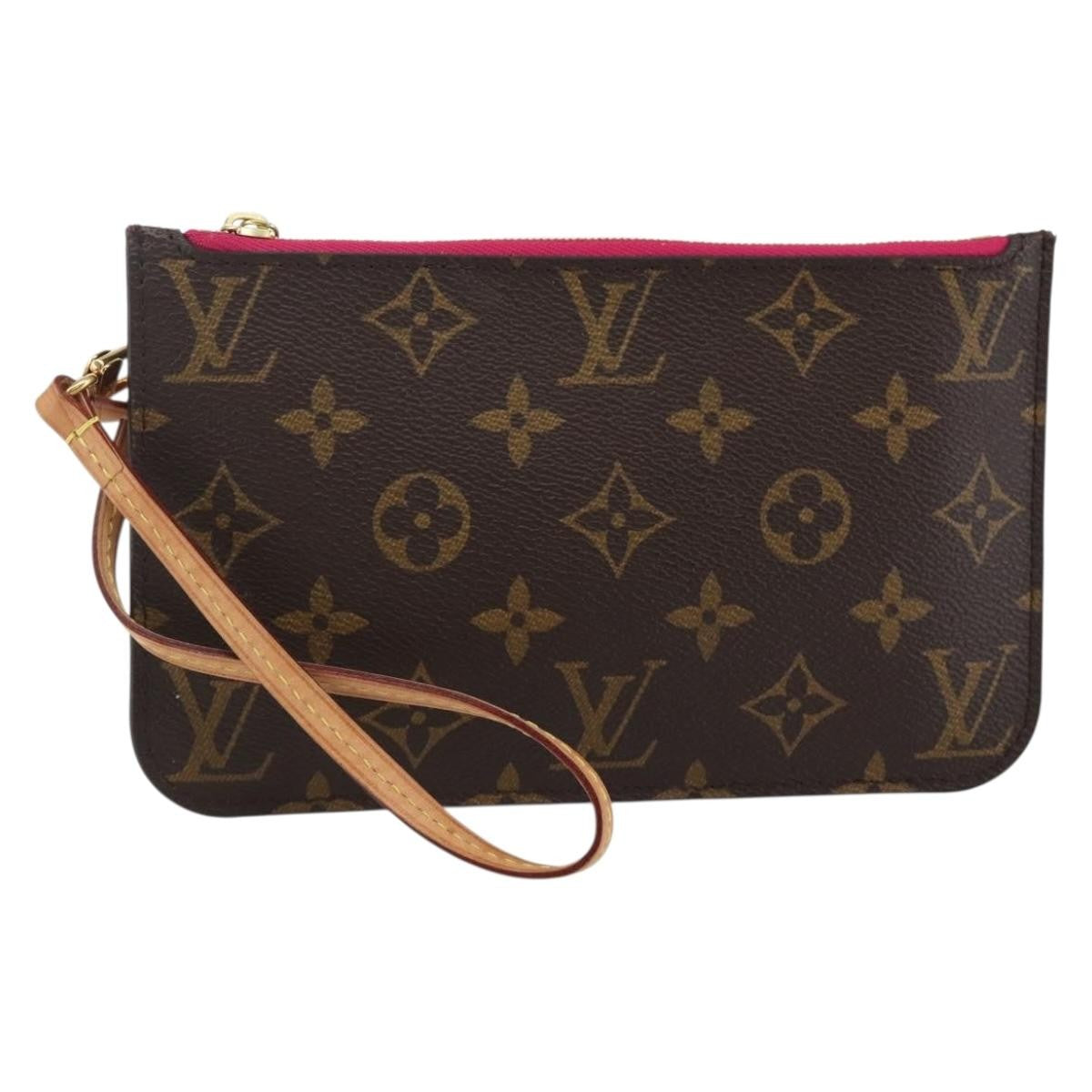 Louis Vuitton Neverfull Pochette Monogram Canvas, BROWN, CANVAS, Clutche & pouche