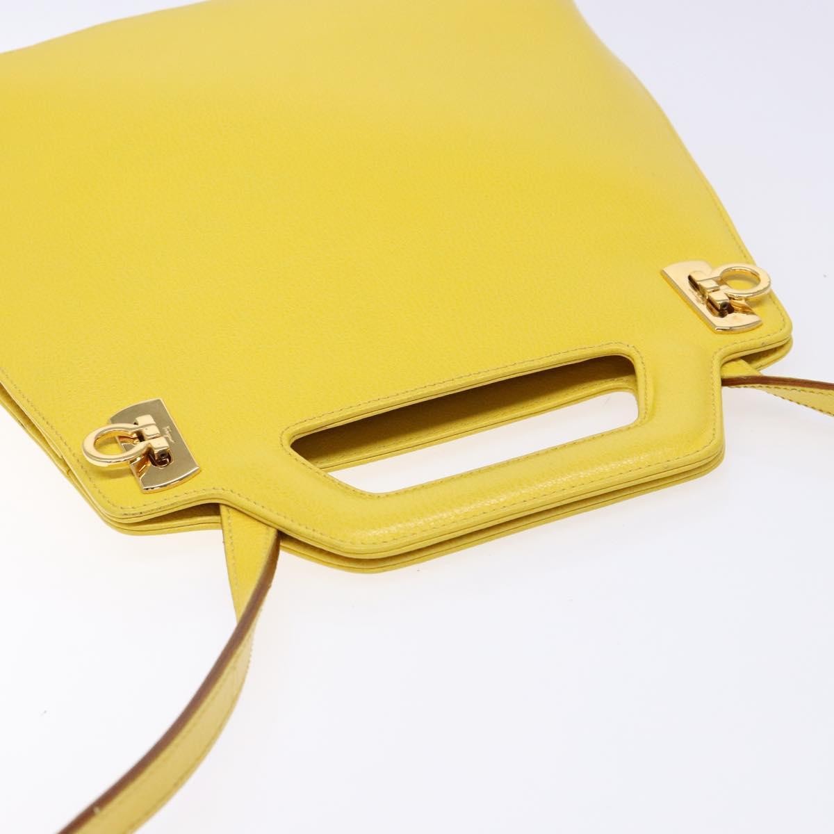 Salvatore Ferragamo Wanda Top Handle Shoulder Bag Leather, YELLOW, LEATHER, Handbag