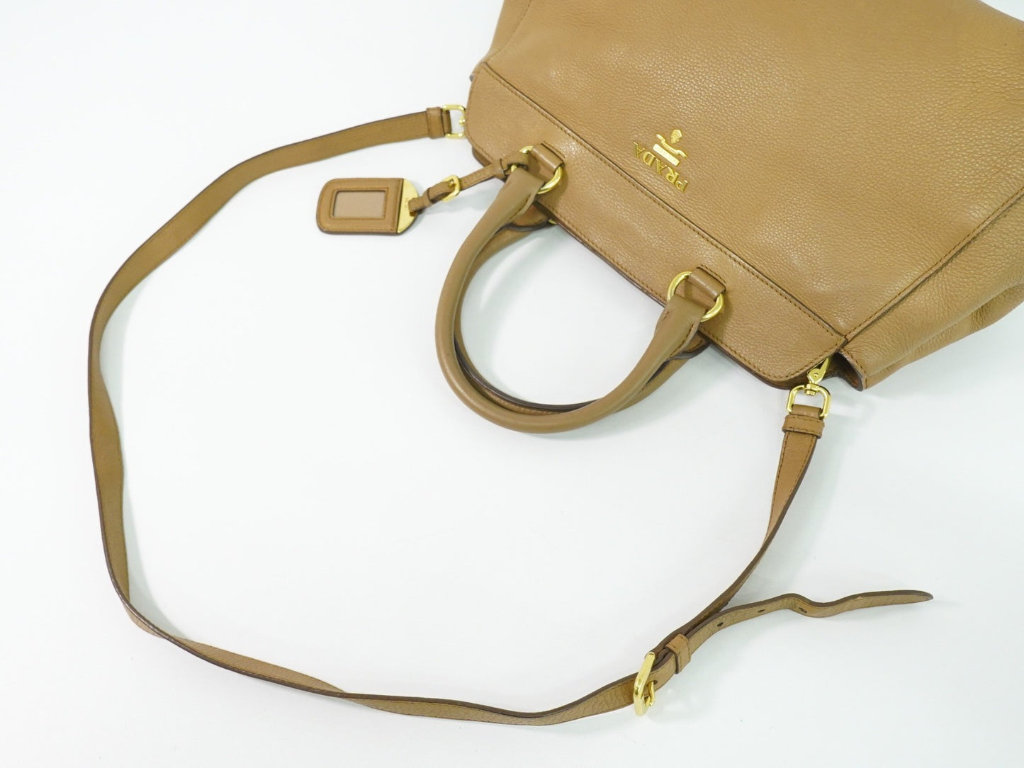 Prada Vintage Handbag Leather, BEIGE, LEATHER, Handbag