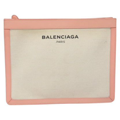 Balenciaga Navy Clutch Canvas with Leather, PINK, CANVAS, Clutche & pouche