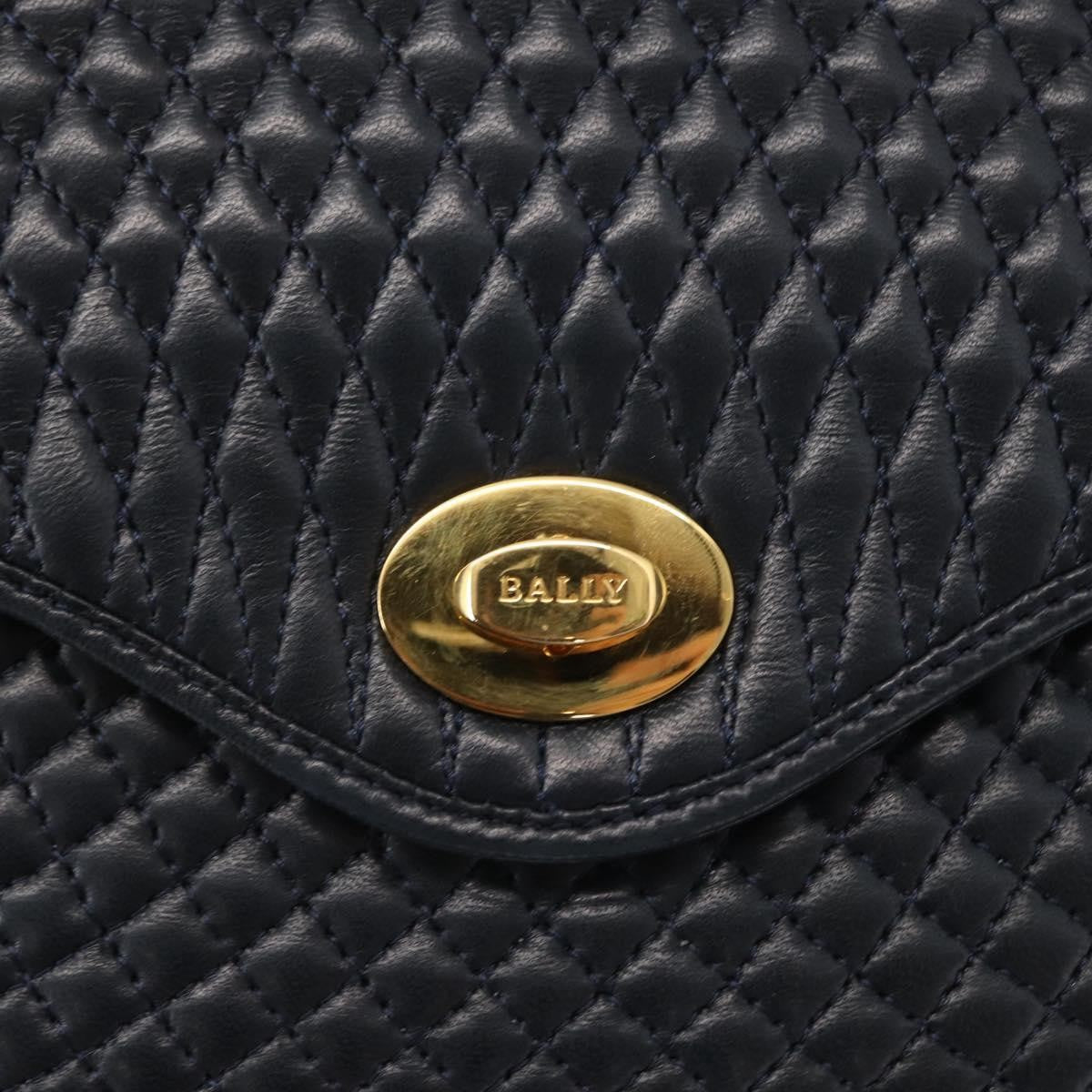 Bally Vintage Handbag Quilted Leather, NAVY, LEATHER, Handbag