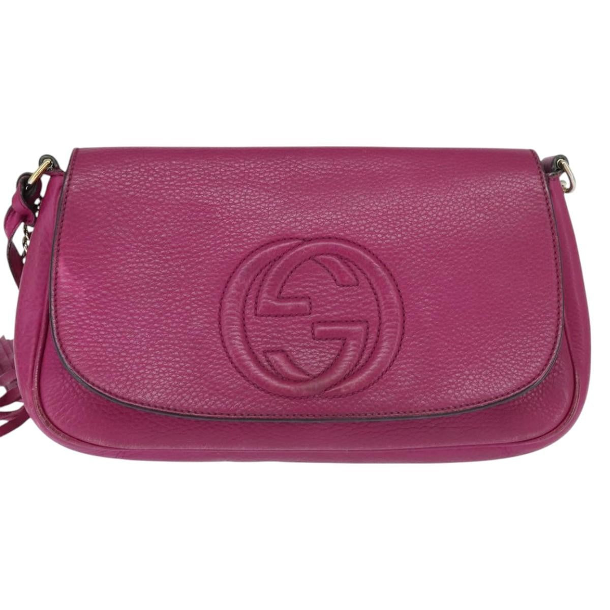 Gucci Soho Chain Crossbody Bag Leather, PINK, LEATHER, Shoulder bag