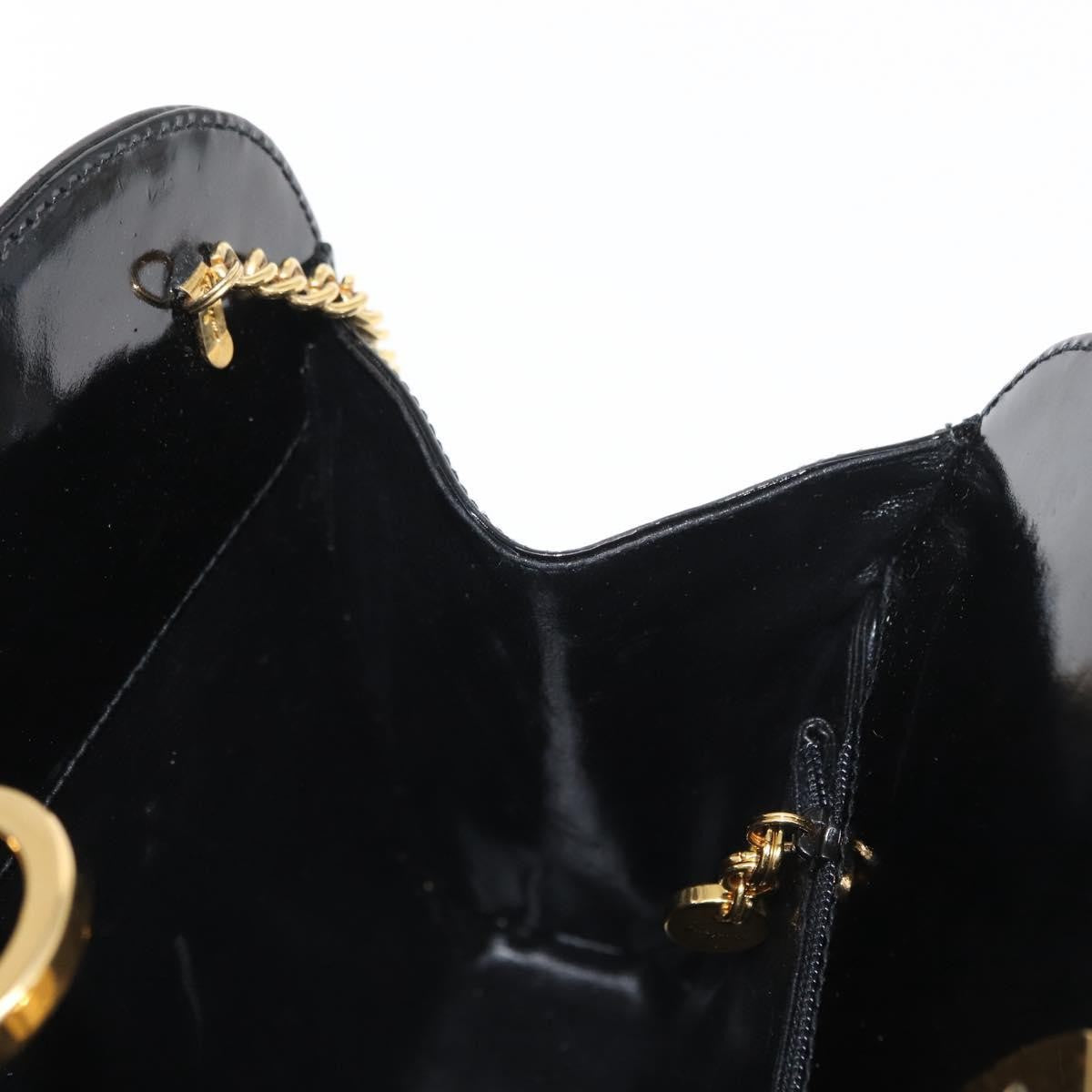 Salvatore Ferragamo Vintage Gancini Chain Shoulder Bag Patent Leather, BLACK, PATENT_LEATHER, Shoulder bag