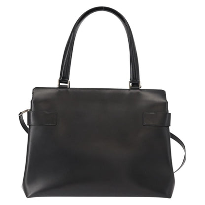 Salvatore Ferragamo Double Gancini Side Buckle Tote Leather, BLACK, LEATHER, Handbag