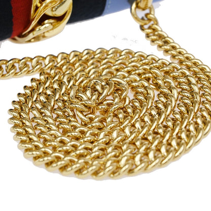 Gucci Sylvie Shoulder Bag Leather, BLUE, LEATHER, Shoulder bag