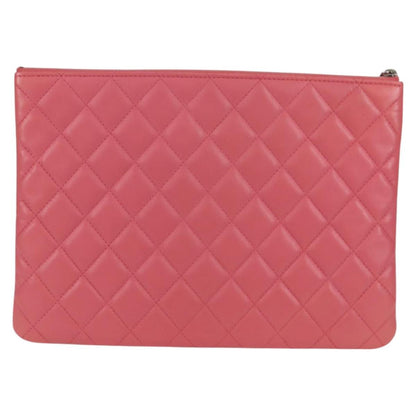 Chanel O Case Clutch Quilted Lambskin, PINK, LEATHER, Clutche & pouche
