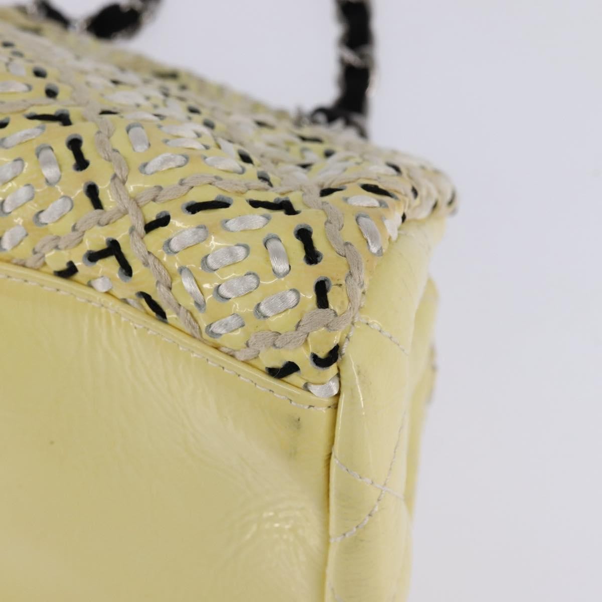 Chanel Just Mademoiselle Bag Woven Stitch Patent, BEIGE, PATENT_LEATHER, Handbag