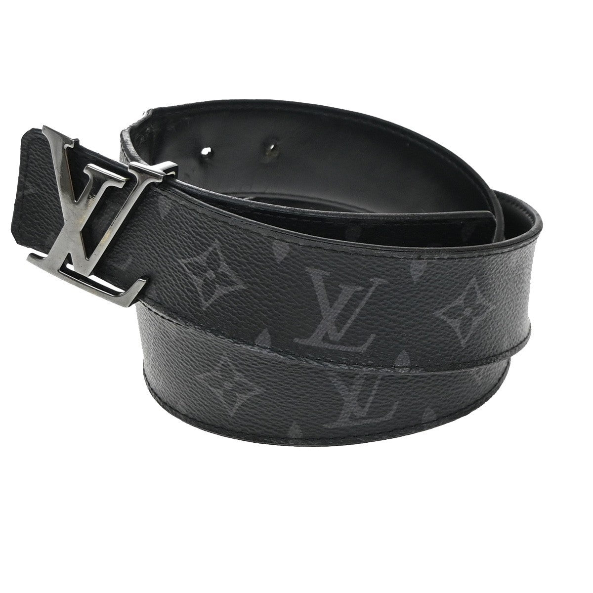 Louis Vuitton LV Initiales Belt Monogram Eclipse Leather, BLACK, CANVAS, Belts