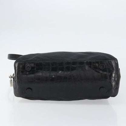 Prada Vintage Shoulder Bag Nylon and Leather, BLACK, NYLON, Shoulder bag