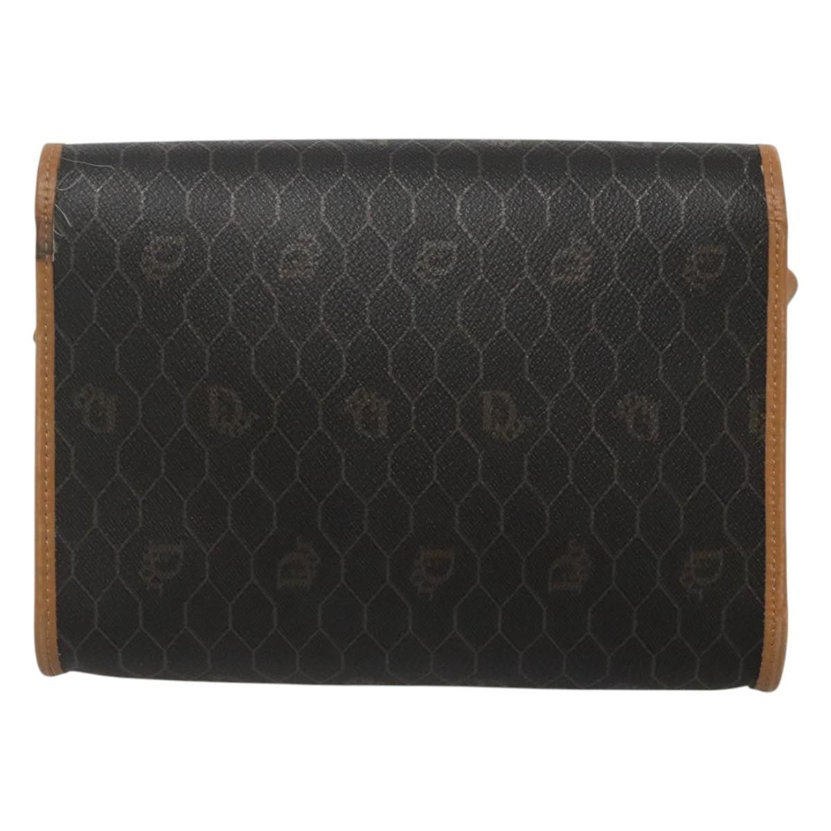 Christian Dior Vintage Honeycomb Flap Crossbody Bag Coated Canvas, BLACK, CANVAS, Shoulder bag