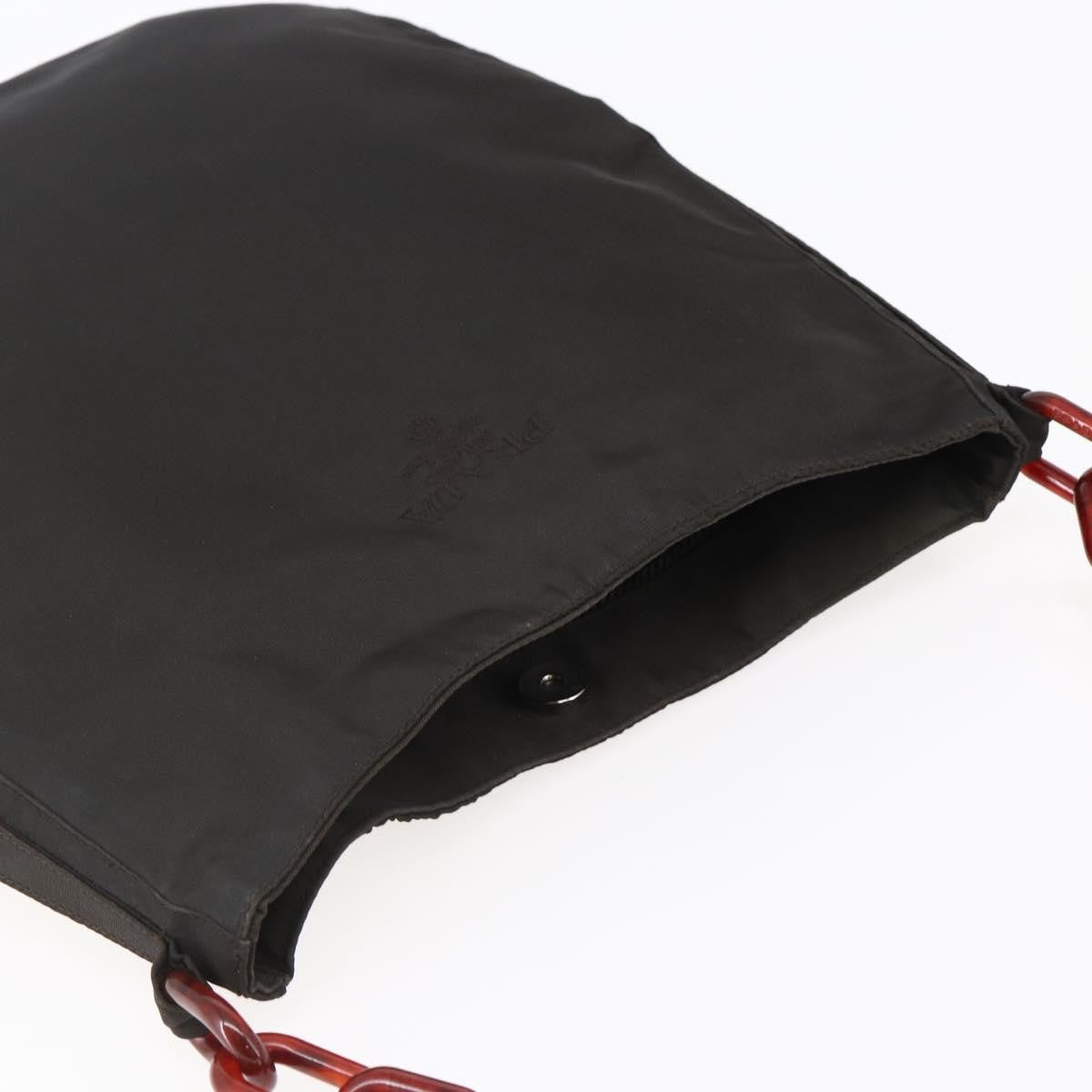 Prada Resin chain shoulder bag Nylon, BROWN, NYLON, Shoulder bag