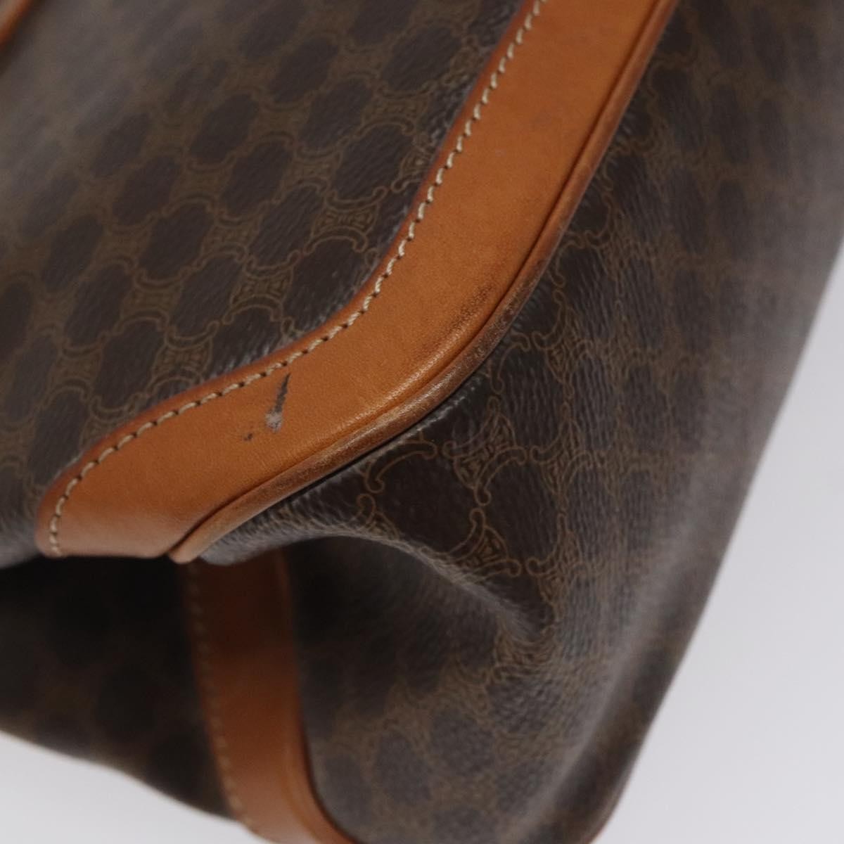 Celine Macadam Handbag Macadam with leather, BROWN, CANVAS, Handbag