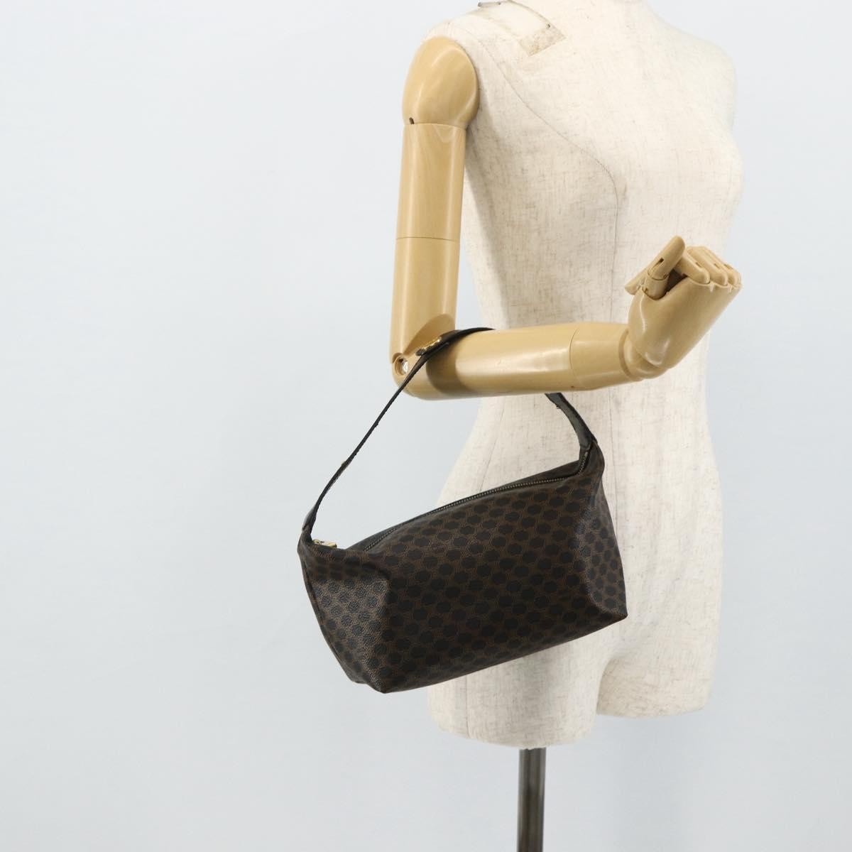 Celine Vintage Macadam Shoulder Bag Macadam Canva  Vinyl, Black, Canvas, Handbag
