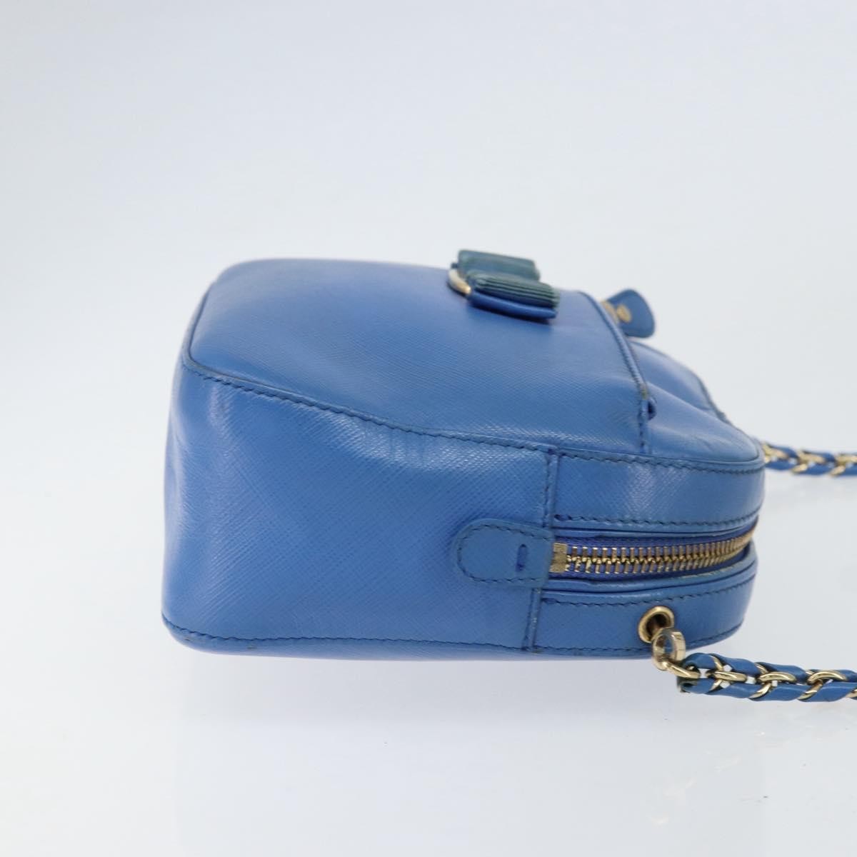 Salvatore Ferragamo Vala Chain Shoulder bag Leather, BLUE, LEATHER, Shoulder bag