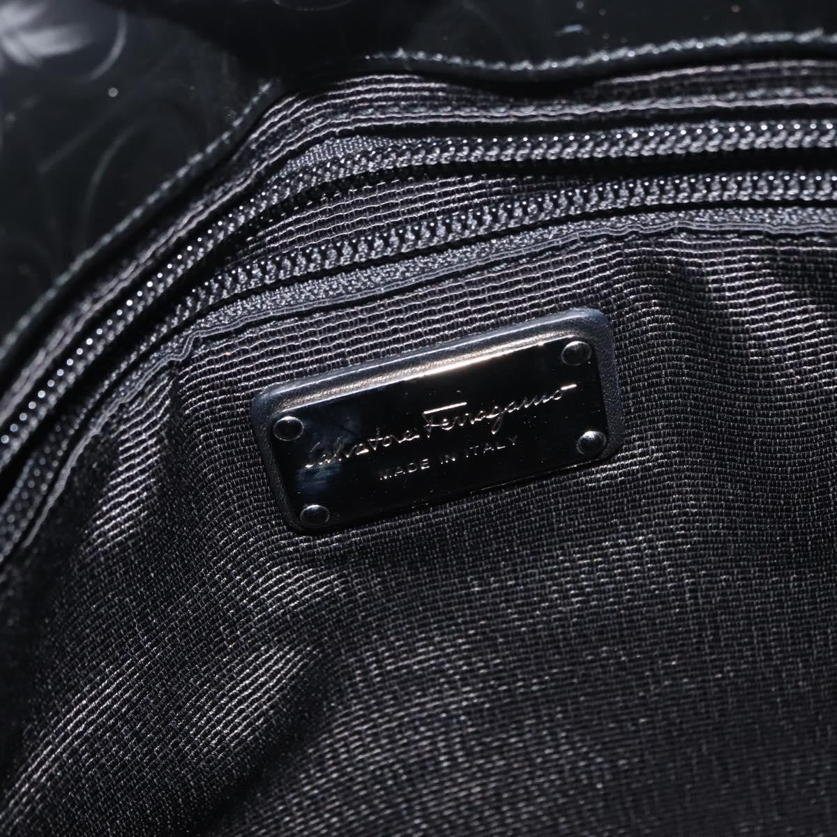 Salvatore Ferragamo Gancini Shoulder Bag Patent Leather, BLACK, PATENT_LEATHER, Shoulder bag