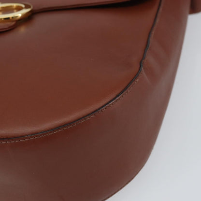 Salvatore Ferragamo Gancini Shoulder Bag Leather, BROWN, LEATHER, Shoulder bag