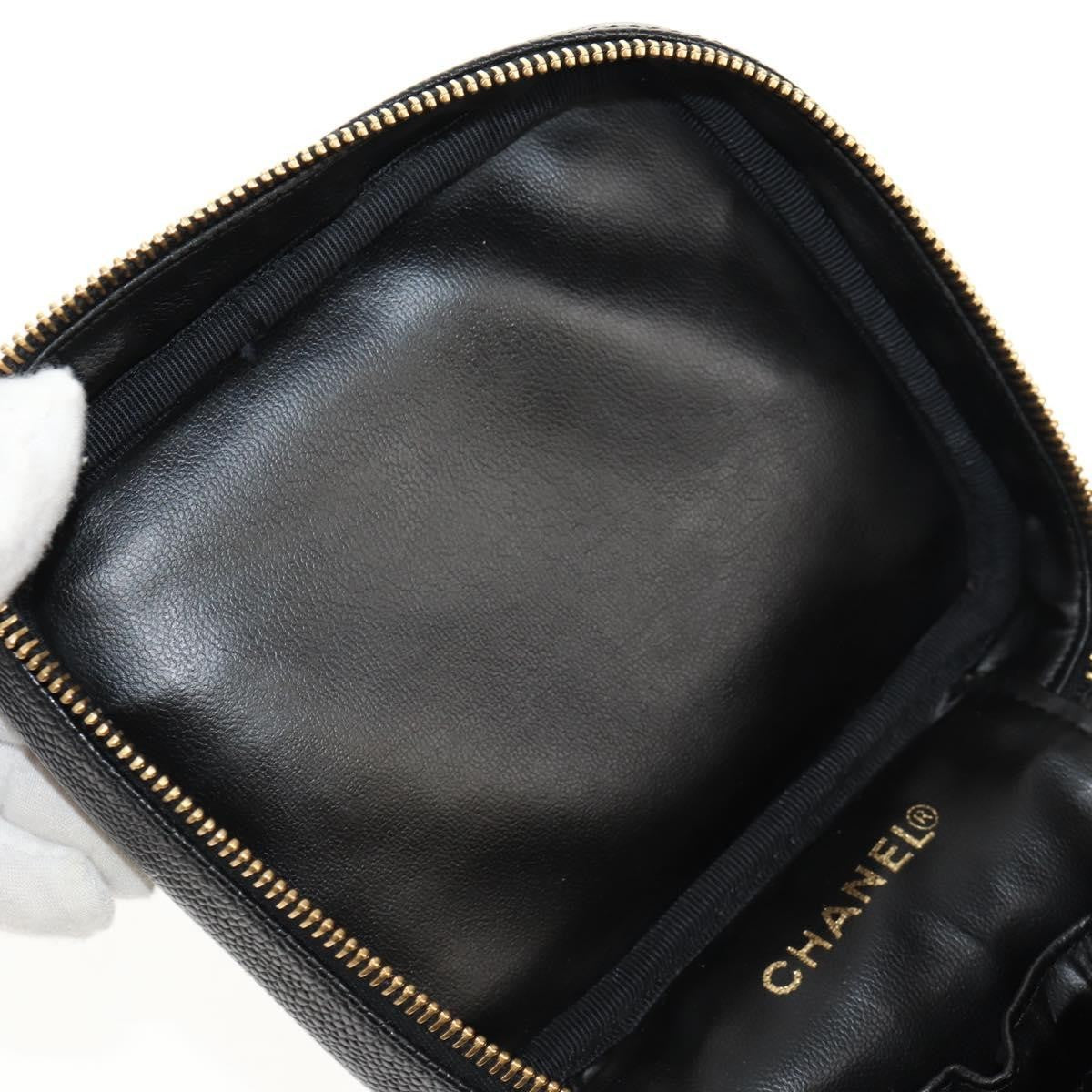 Chanel Vintage Timeless Cosmetic Case Caviar, BLACK, LEATHER, Clutche & pouche