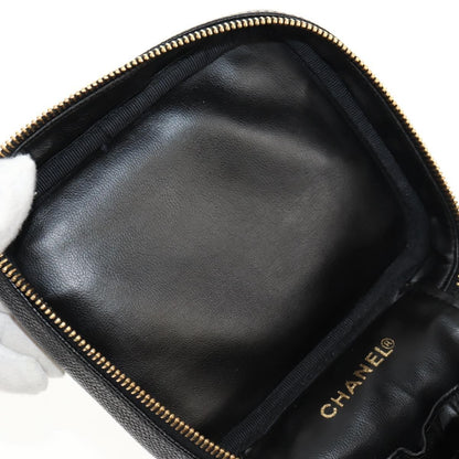 Chanel Vintage Timeless Cosmetic Case Caviar, BLACK, LEATHER, Clutche & pouche