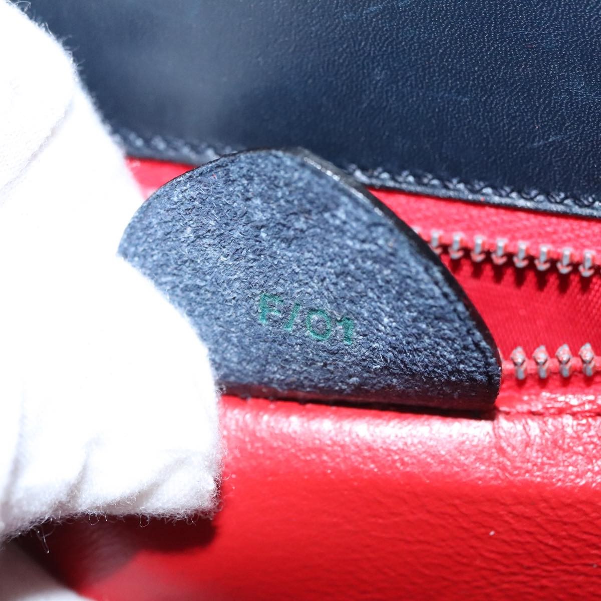 Celine Circle Logo Handbag Leather, NAVY, LEATHER, Handbag