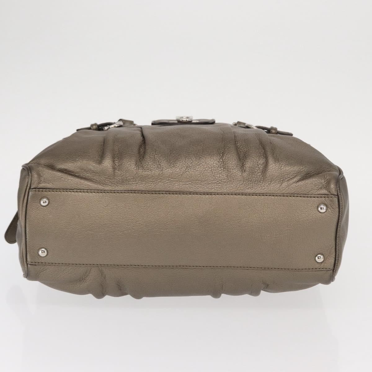 Salvatore Ferragamo Gancini Buckle Shoulder Bag Leather, GOLD, LEATHER, Handbag