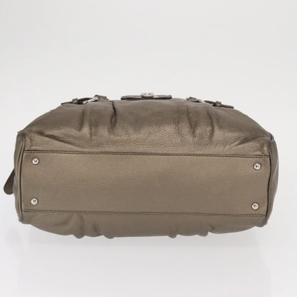 Salvatore Ferragamo Gancini Buckle Shoulder Bag Leather, GOLD, LEATHER, Handbag