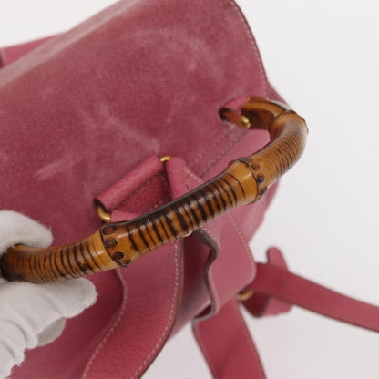Gucci Vintage Bamboo Backpack Suede, PINK, SUEDE, Backpack