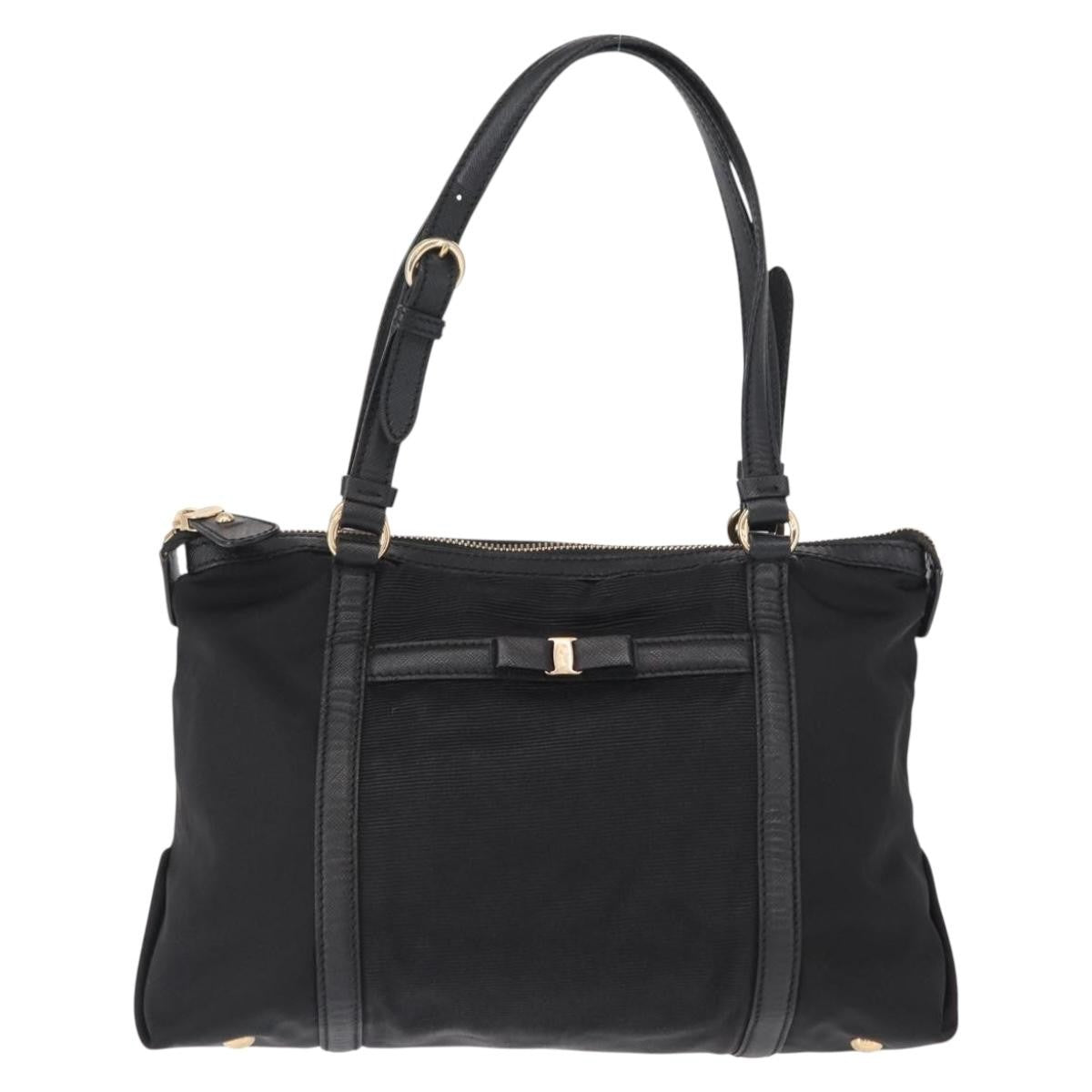 Salvatore Ferragamo Vala Handbag Nylon, BLACK, NYLON, Handbag