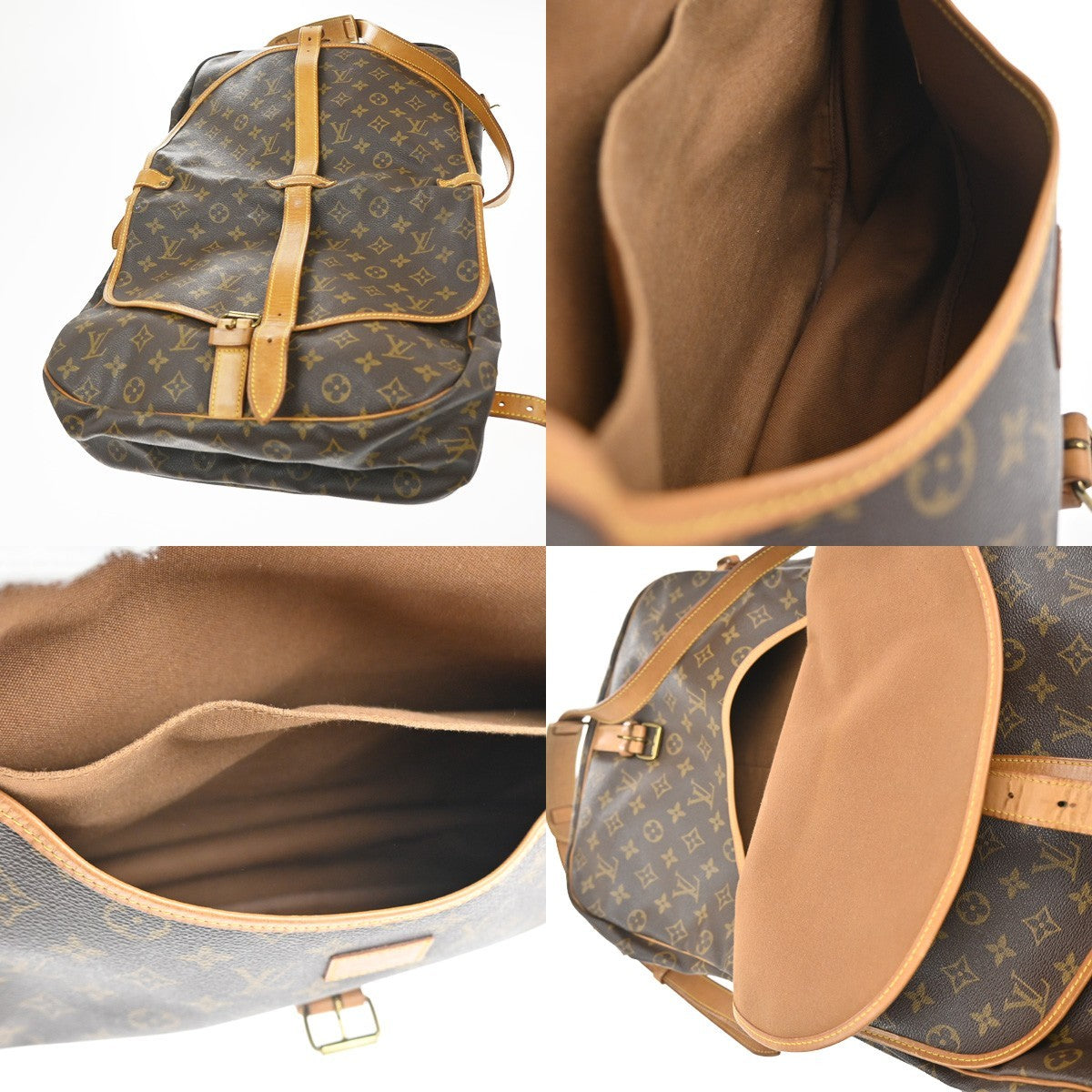 Louis Vuitton Saumur Handbag Monogram Canvas, BROWN, CANVAS, Shoulder bag
