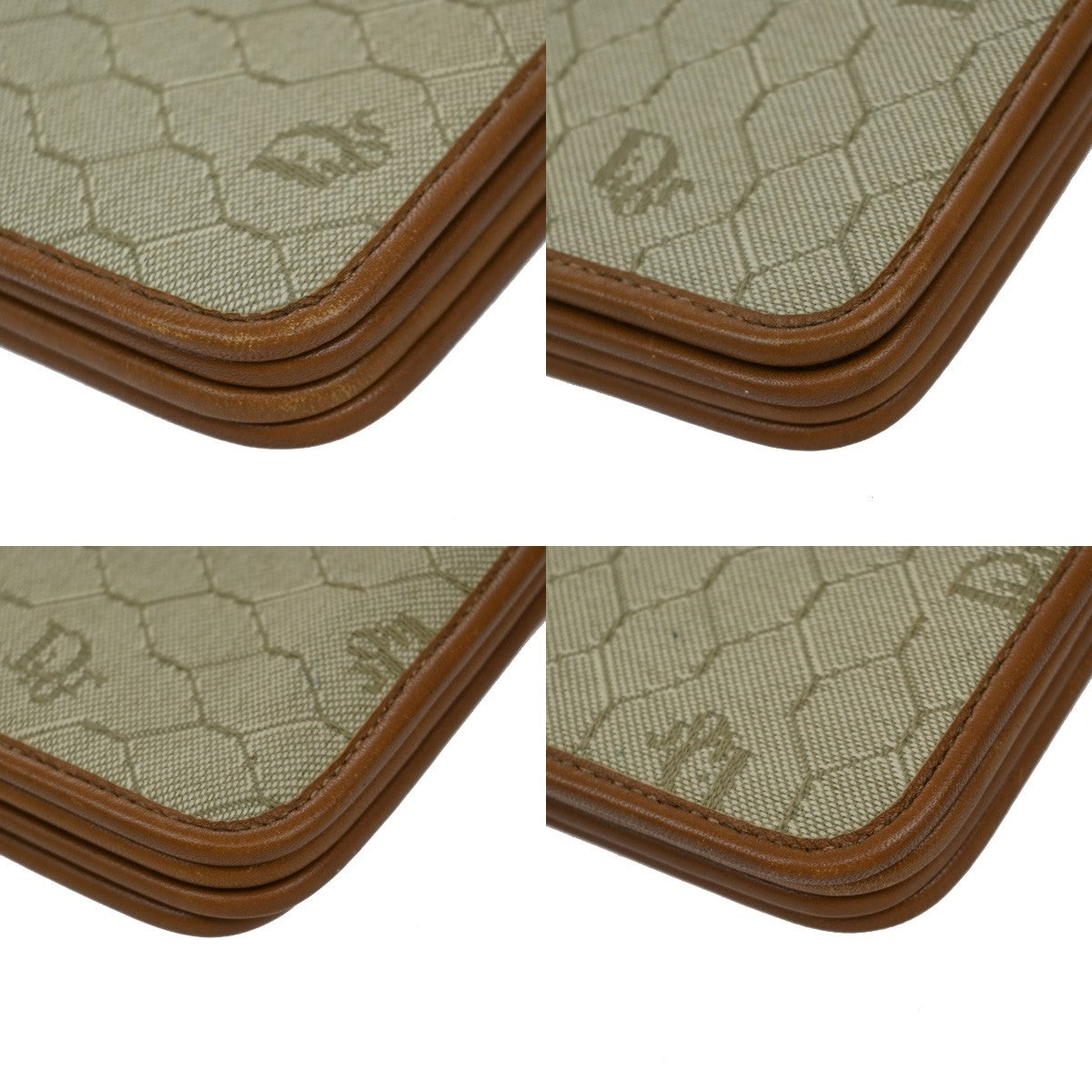 Christian Dior Vintage Honeycomb Handbag Canvas Leather, BEIGE, CANVAS, Shoulder bag