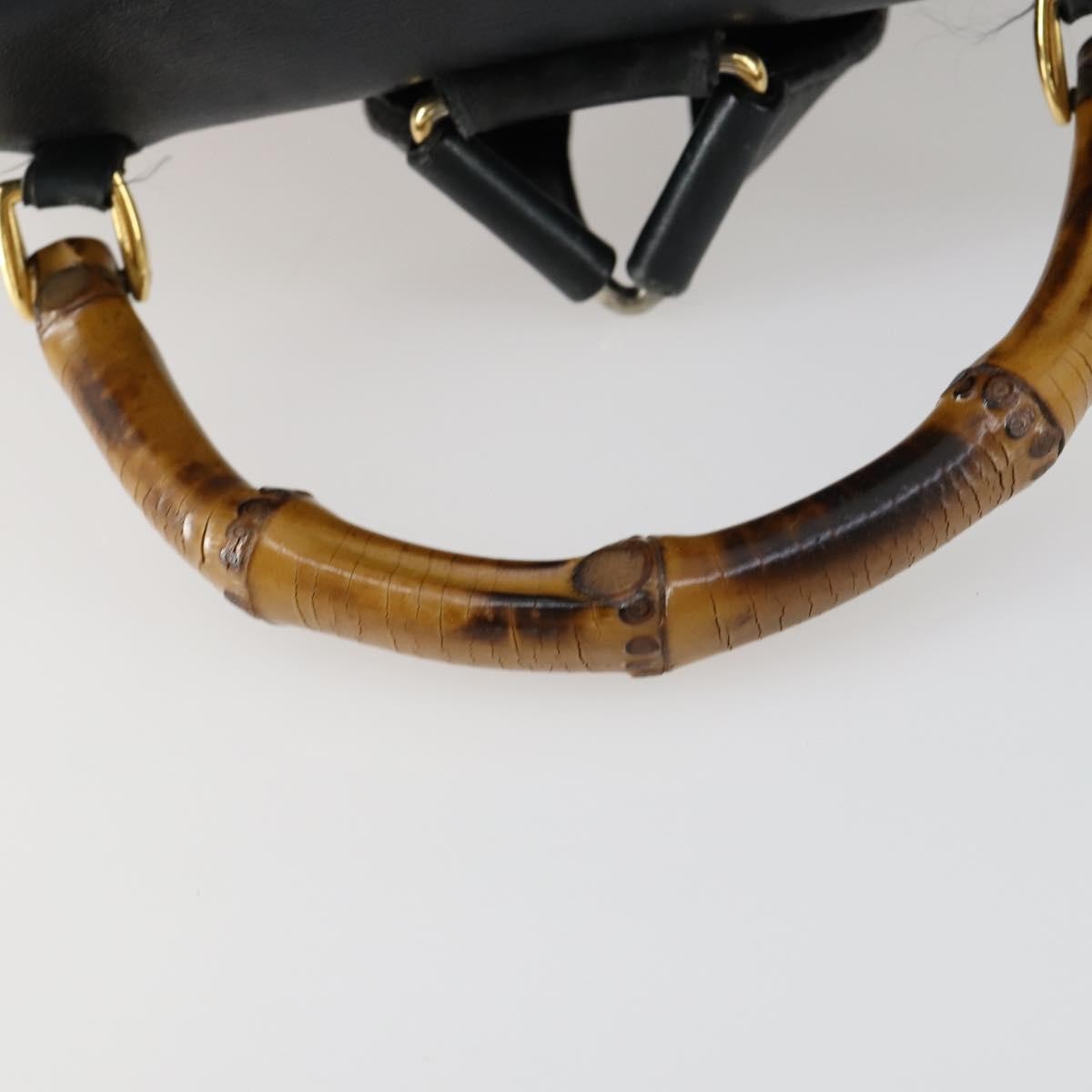 Gucci Vintage Bamboo Backpack Leather, BLACK, LEATHER, Backpack