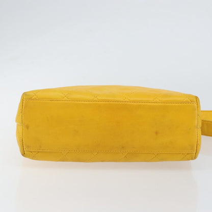 Chanel Vintage CC Fold Over Shoulder Bag Quilted Lambskin, YELLOW, LEATHER, Shoulder bag