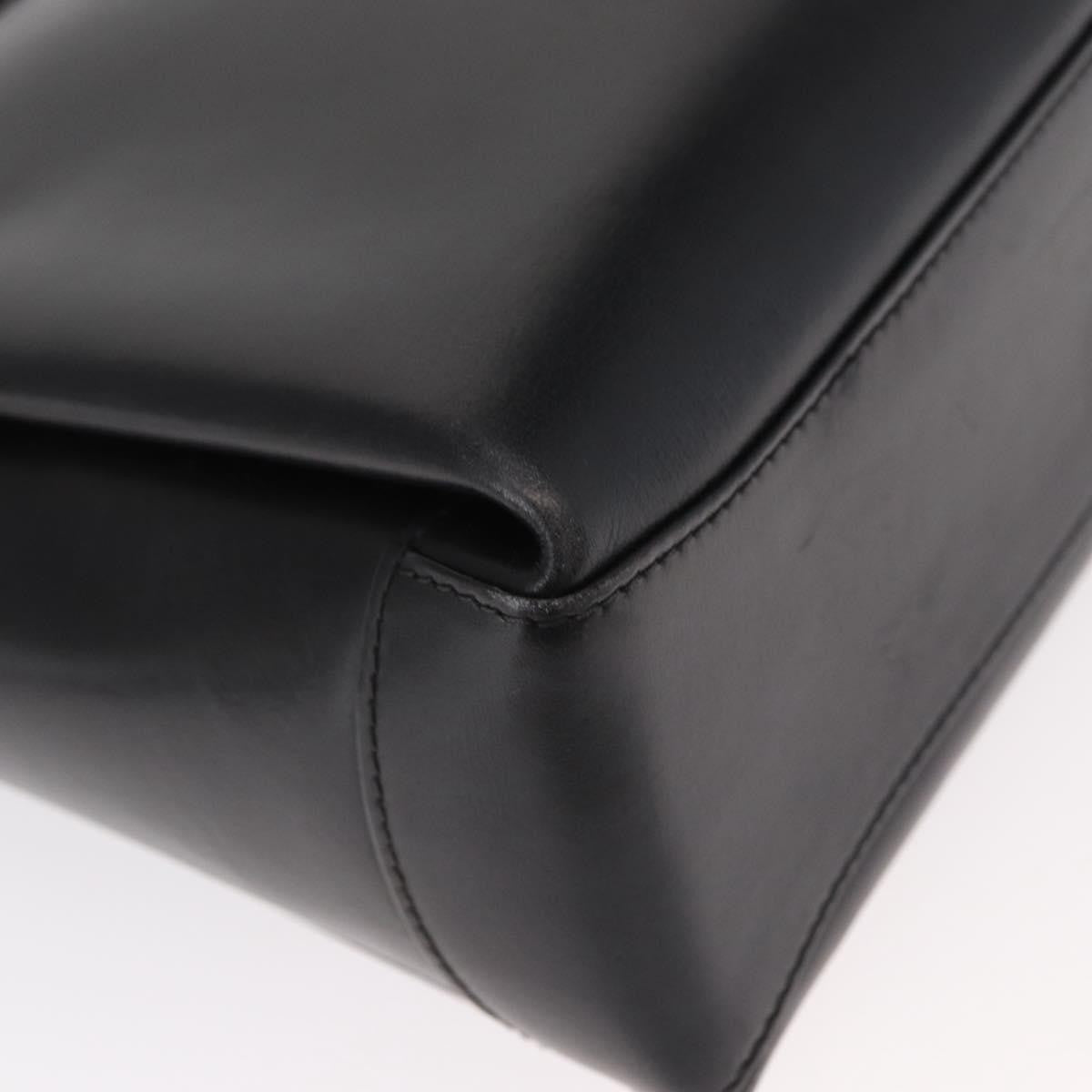 Gucci Vintage Convertible Bamboo Box Crossbody Bag Leather, BLACK, LEATHER, Handbag