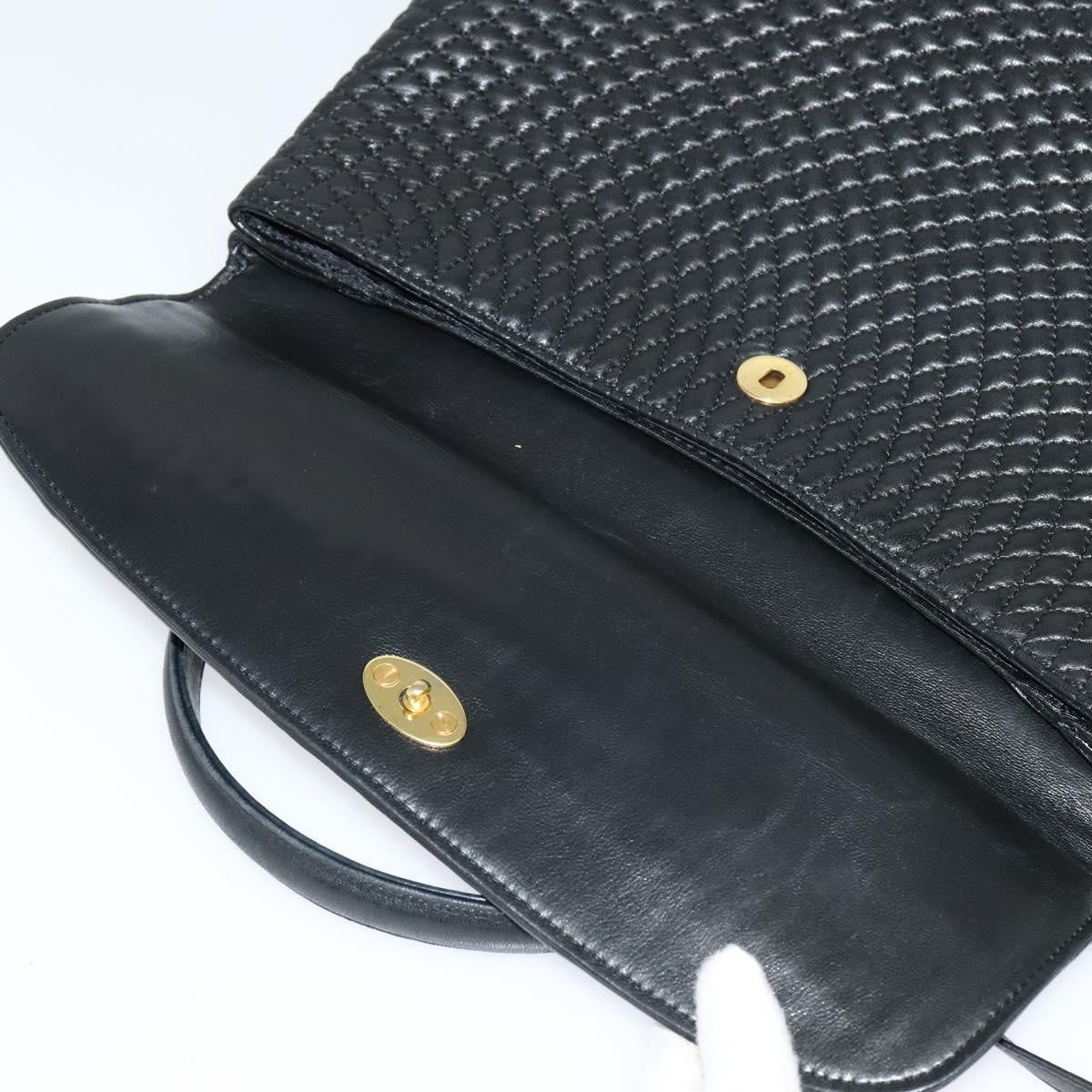 Bally Vintage Handbag Quilted Leather, BLACK, LEATHER, Handbag