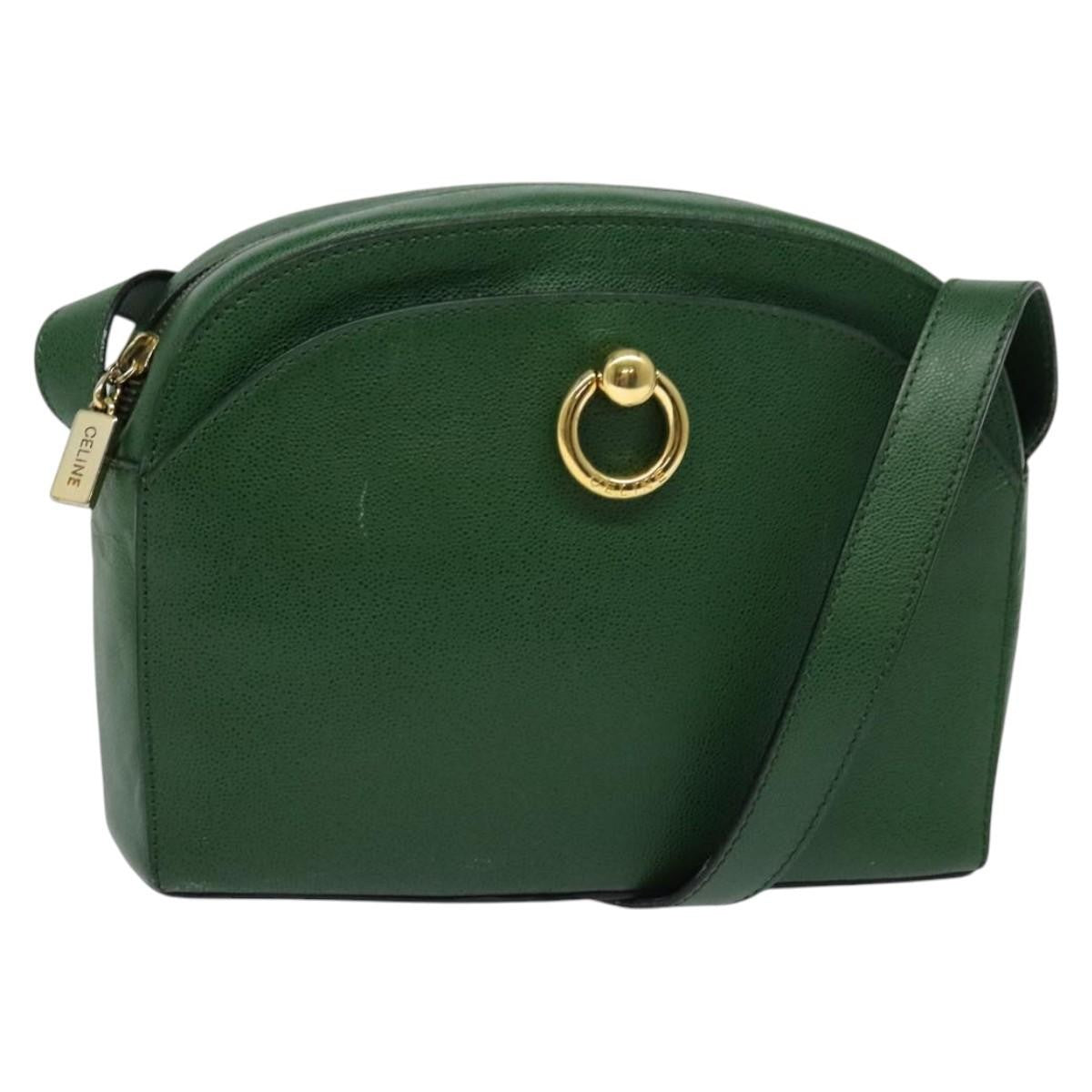 Celine Shoulder Bag Leather, GREEN, LEATHER, Shoulder bag