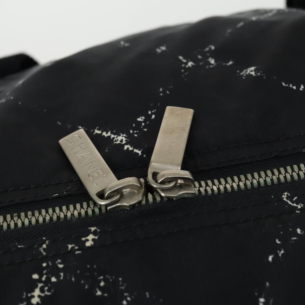 Chanel Travel Line Boston Bag Printed Nylon, BLACK, NYLON, Travel bag