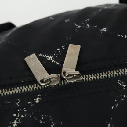 Chanel Travel Line Boston Bag Printed Nylon, BLACK, NYLON, Travel bag