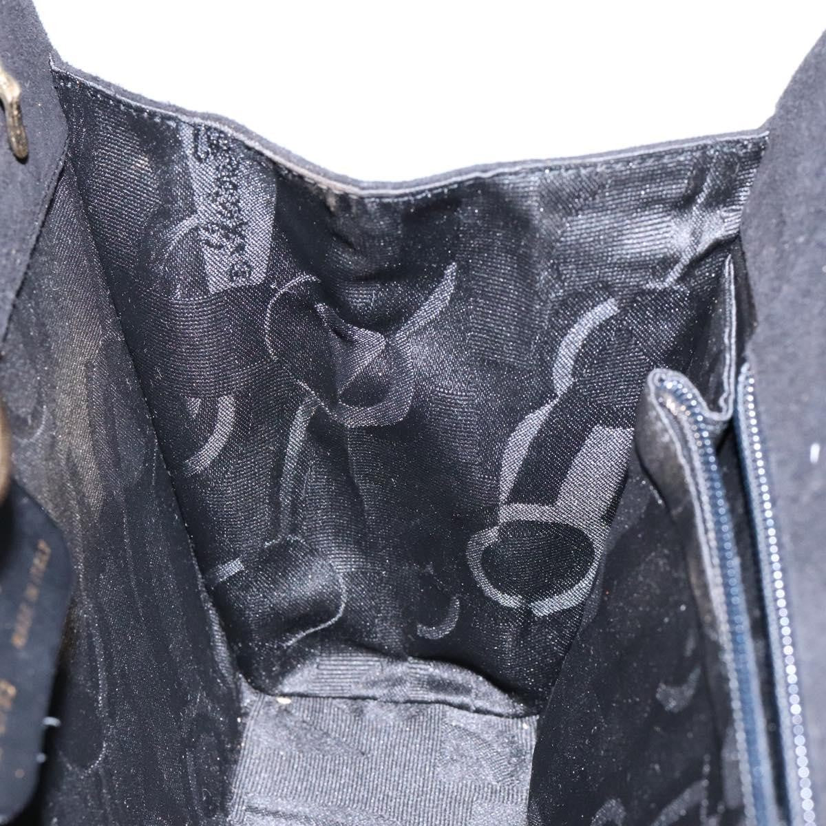 Salvatore Ferragamo Gancini Chain Shoulder Bag Suede, BLACK, SUEDE, Shoulder bag