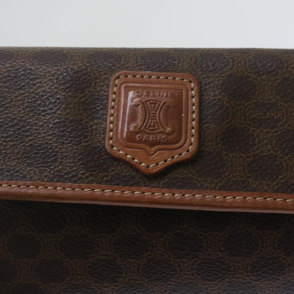Celine Macadam Pochette Canvas and Leather, BROWN, CANVAS, Clutche & pouche