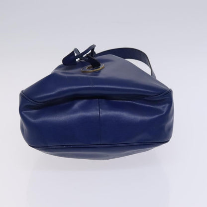 Celine Circle logo Leather, BLUE, LEATHER, Shoulder bag