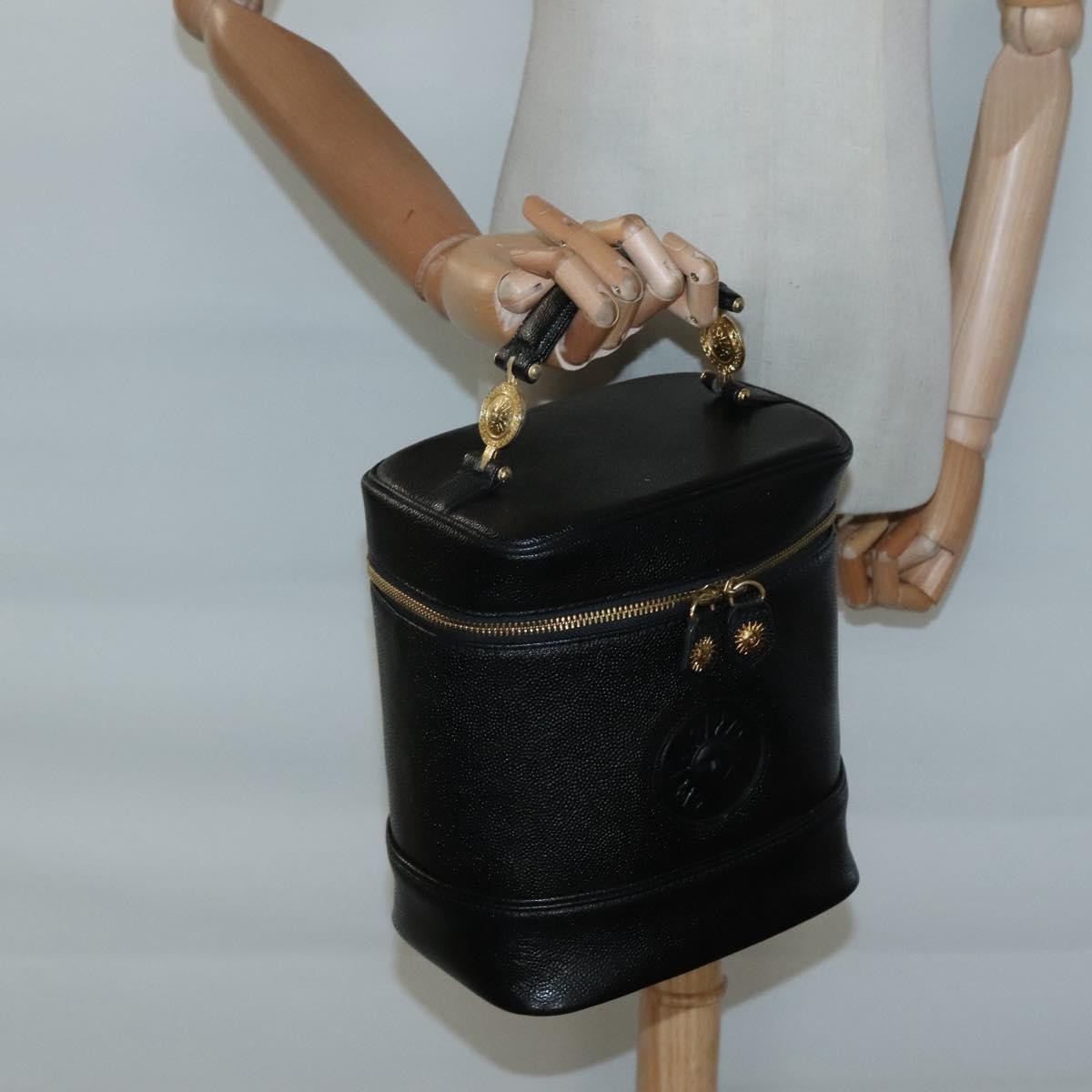 Versace Vanity Hand Bag Leather, BLACK, LEATHER, Handbag