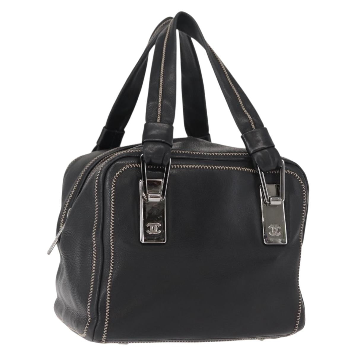 Chanel CC Bowler Quilted Caviar, BLACK, LEATHER, Handbag