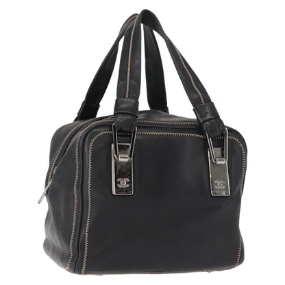 Chanel CC Bowler Quilted Caviar, BLACK, LEATHER, Handbag