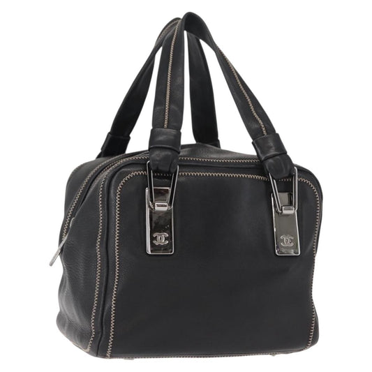 Chanel CC Bowler Quilted Caviar, BLACK, LEATHER, Handbag