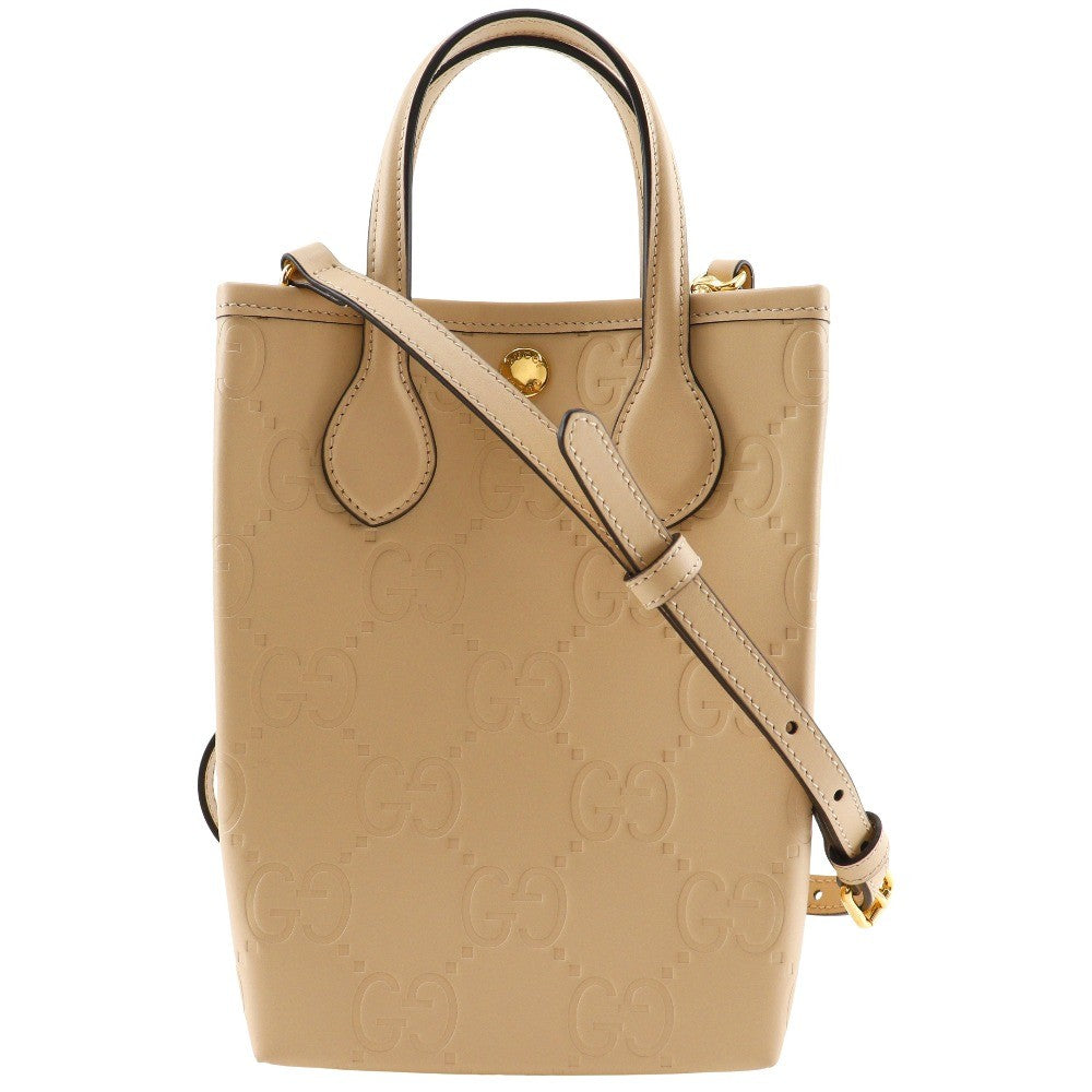Gucci GG super mini handbag Leather, BEIGE, LEATHER, Handbag