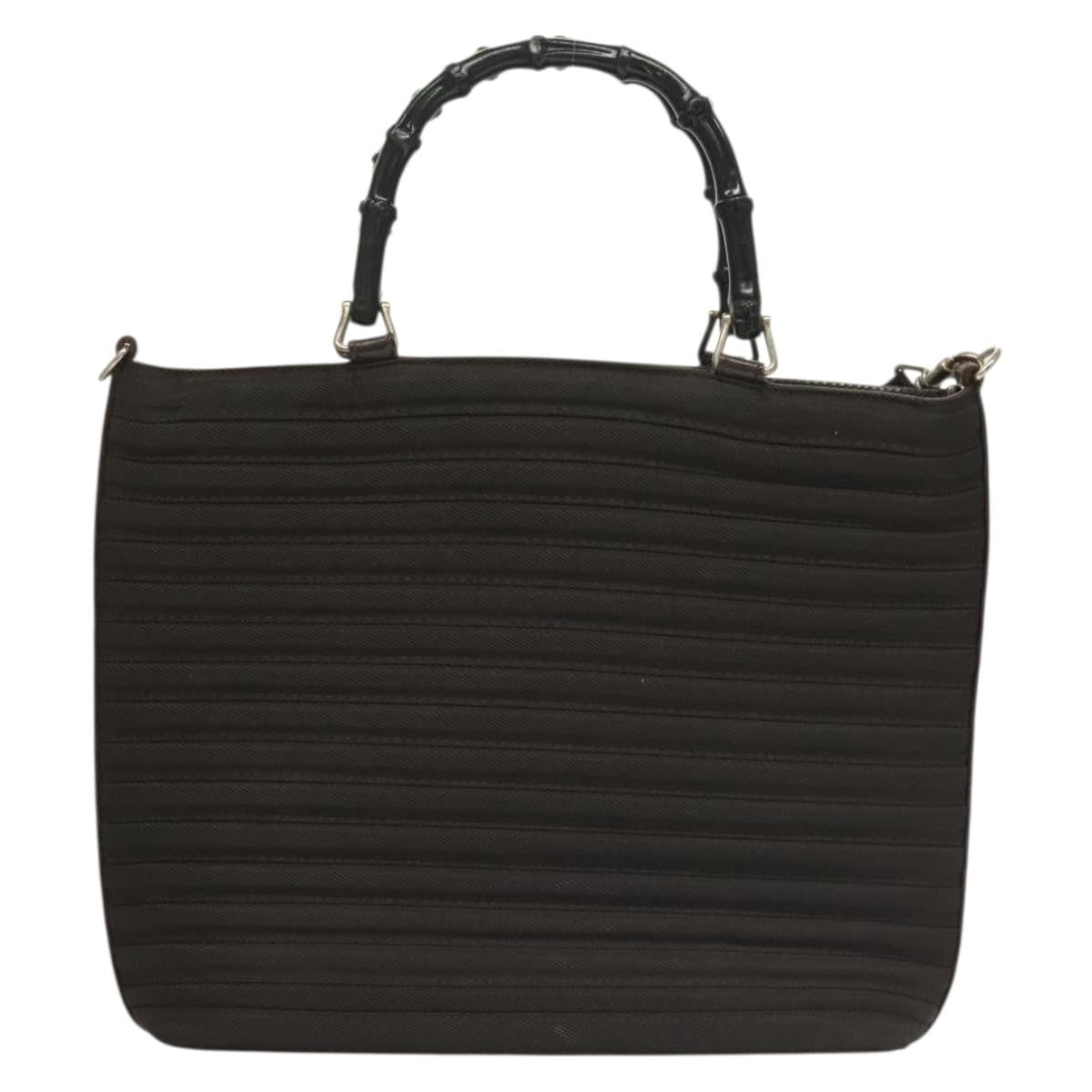 Gucci Vintage Bamboo Handle Bag Nylon, BROWN, NYLON, Handbag