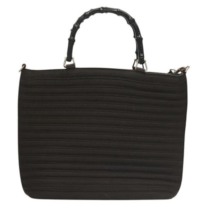 Gucci Vintage Bamboo Handle Bag Nylon, BROWN, NYLON, Handbag